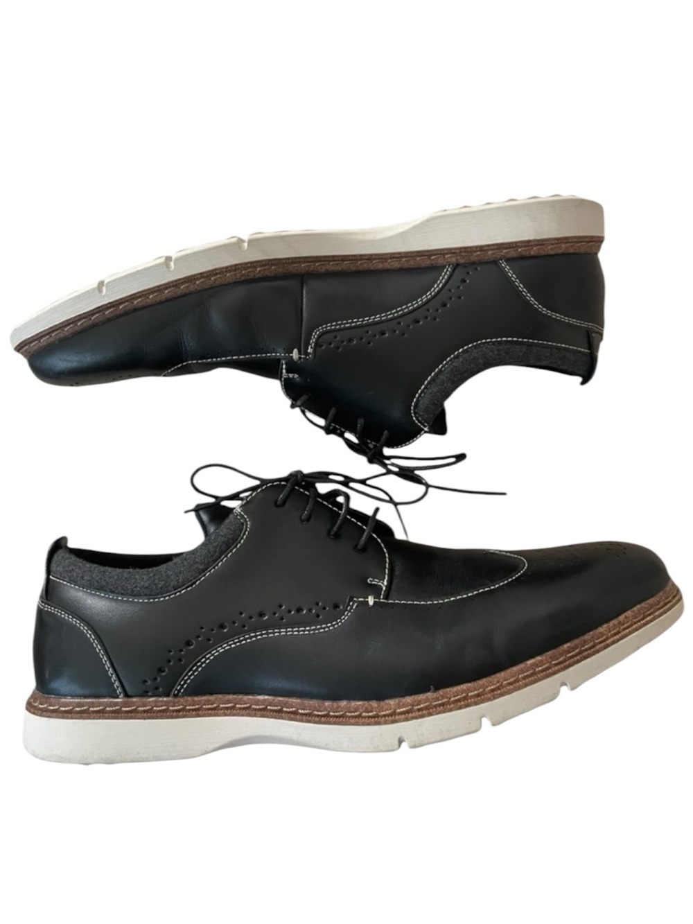 Stacy Adams Synergy Wingtip Oxford men’s leather upper shoes black size 11